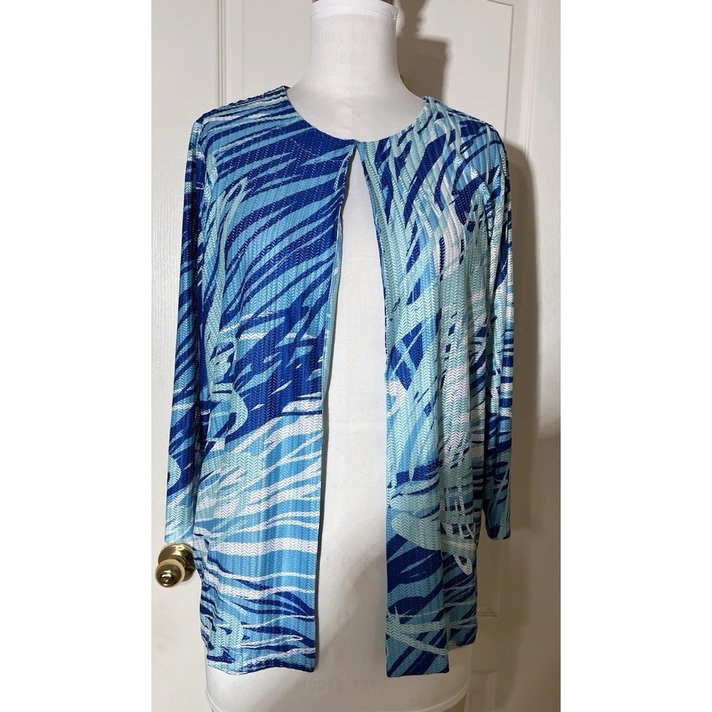 Chicos 3/4 Sleeve Stretchy Cardigan Chico's Size 1 Women's Size 8-10 Cha‎ Cha